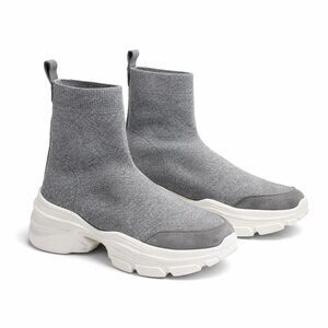 Zara Knit Sock Chunky sneakers Grey Size 37 New With Tags
